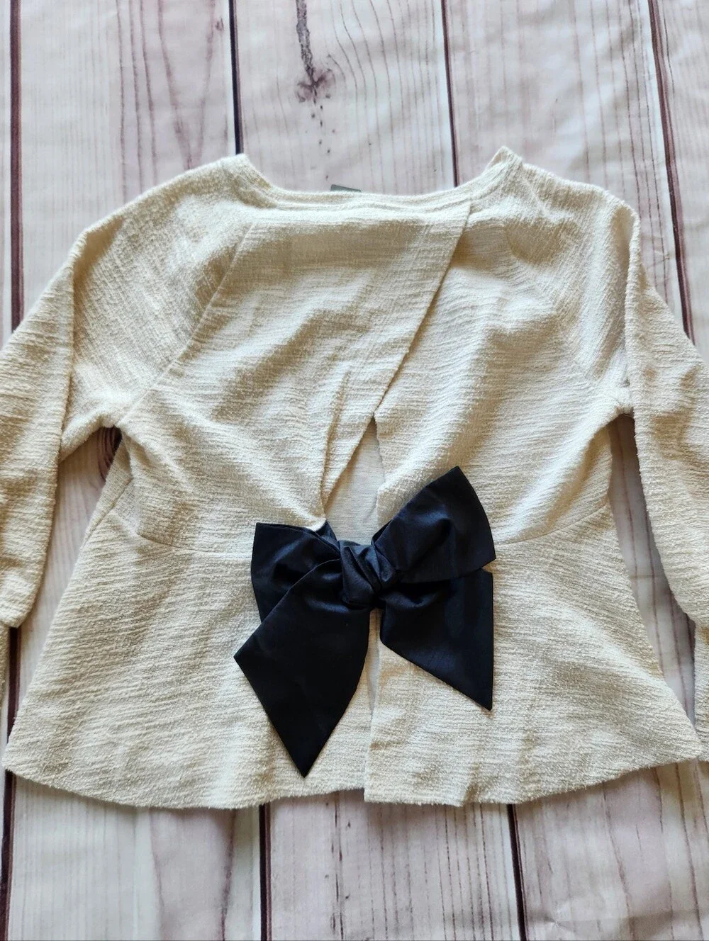 NWT Anthropologie "Back-Bow Sweatshirt" Ivory Cream | Women's Size XSP - Picture 7 of 13